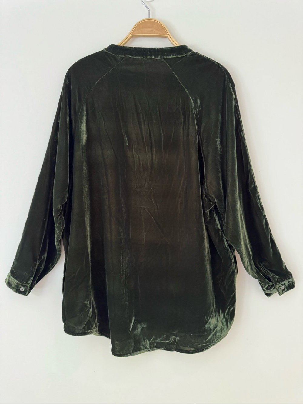 Natural Life Laid Back Velvet Button Down Tunic Shirt Shacket Green, Size XXL - Picture 7 of 10